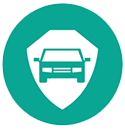 car with a shield in front of it icon